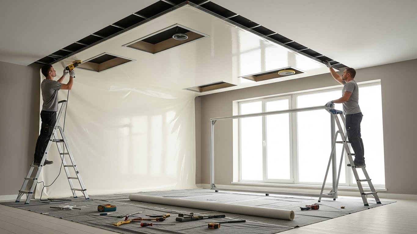 Монтаж натяжных потолков с нишами для аудиосистем