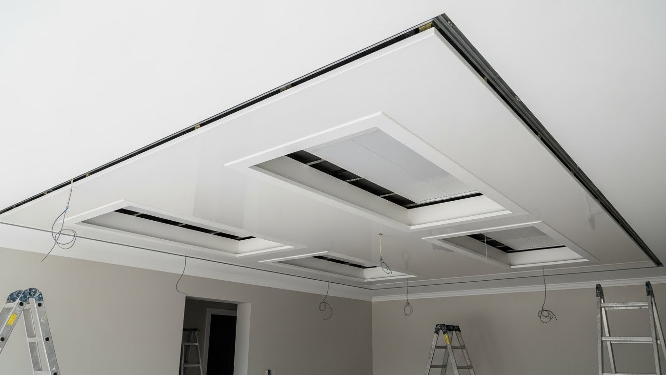 Монтаж натяжных потолков с нишами для вентиляции