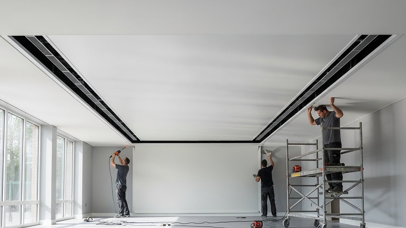 Монтаж натяжного потолка с вентиляционными нишами Натяжной потолок с нишами для вентиляции