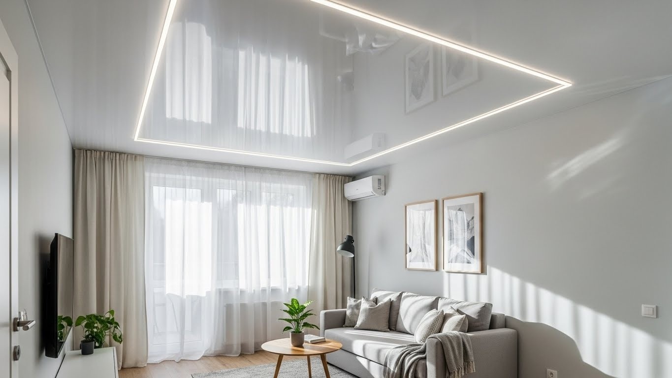 Натяжной потолок в маленькой комнате