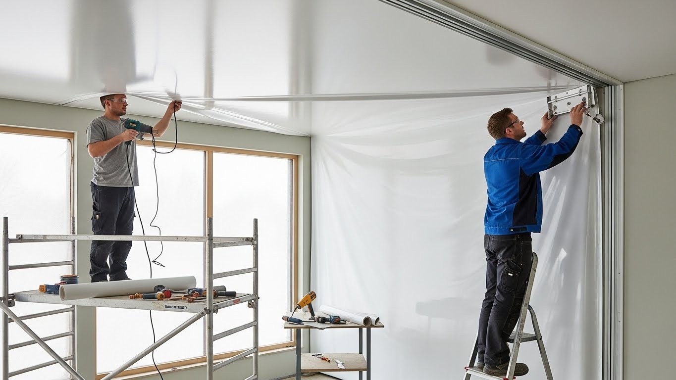 Монтаж натяжных потолков с отделкой, устойчивой к конденсату