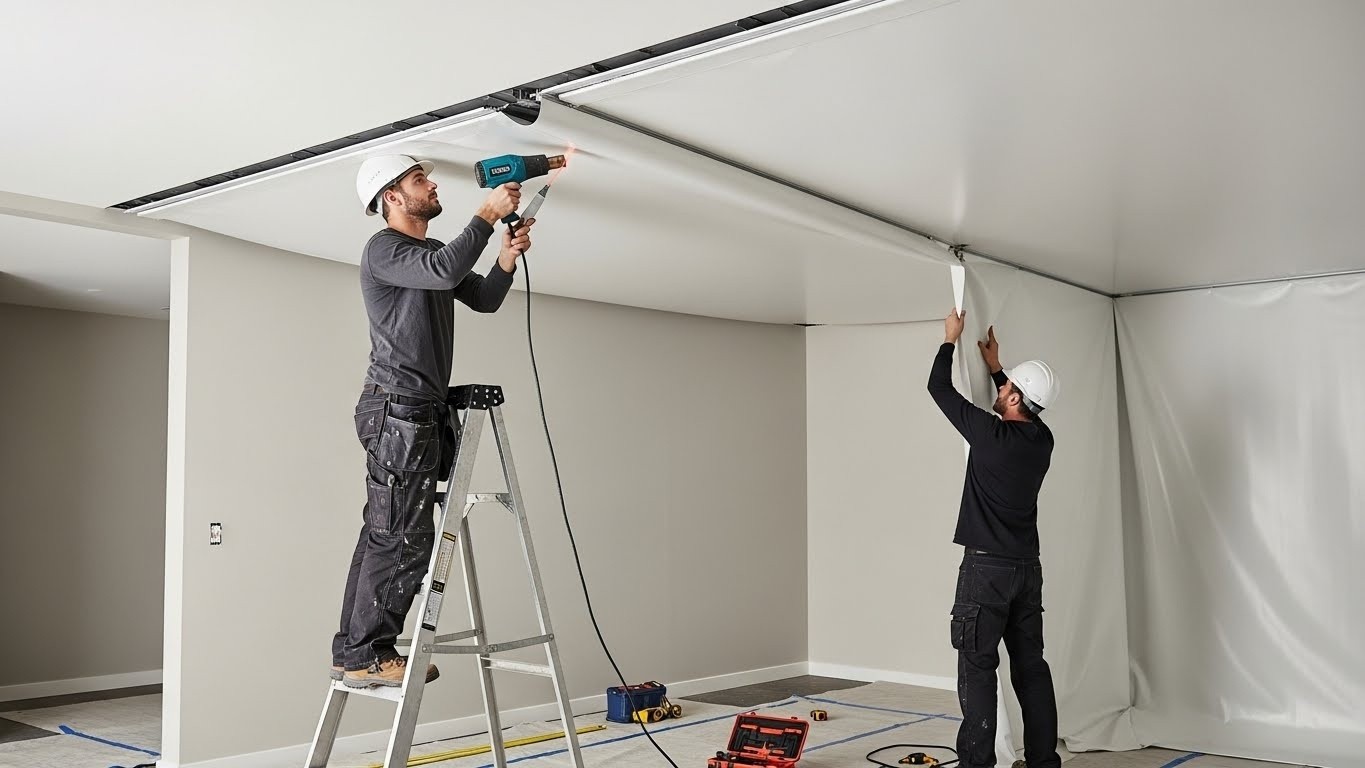 Монтаж натяжных потолков с отделкой, защищенной от плесени