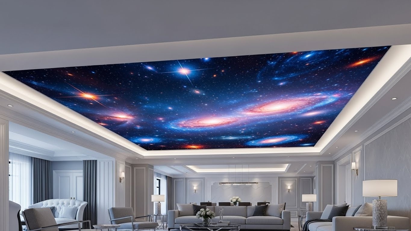 Матовые натяжные потолки с фотопечатью