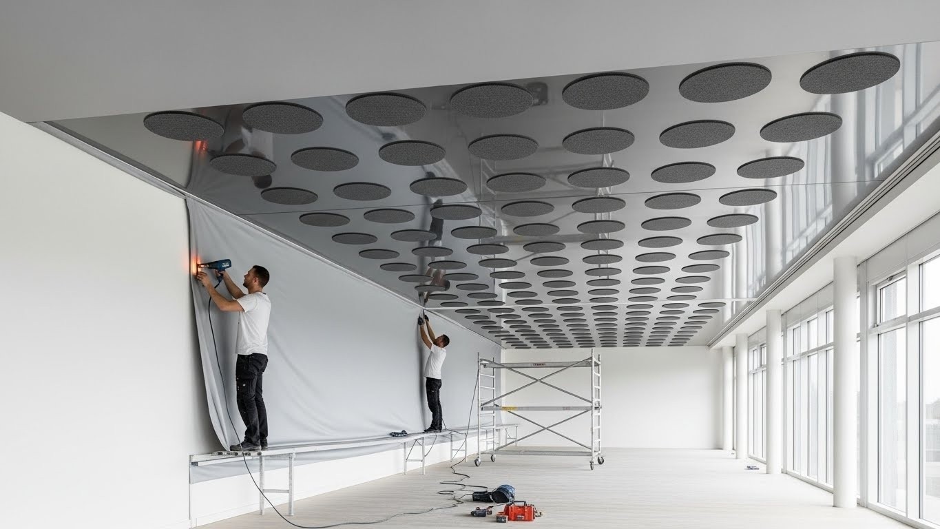 Тканевый натяжной потолок с шумоизоляцией