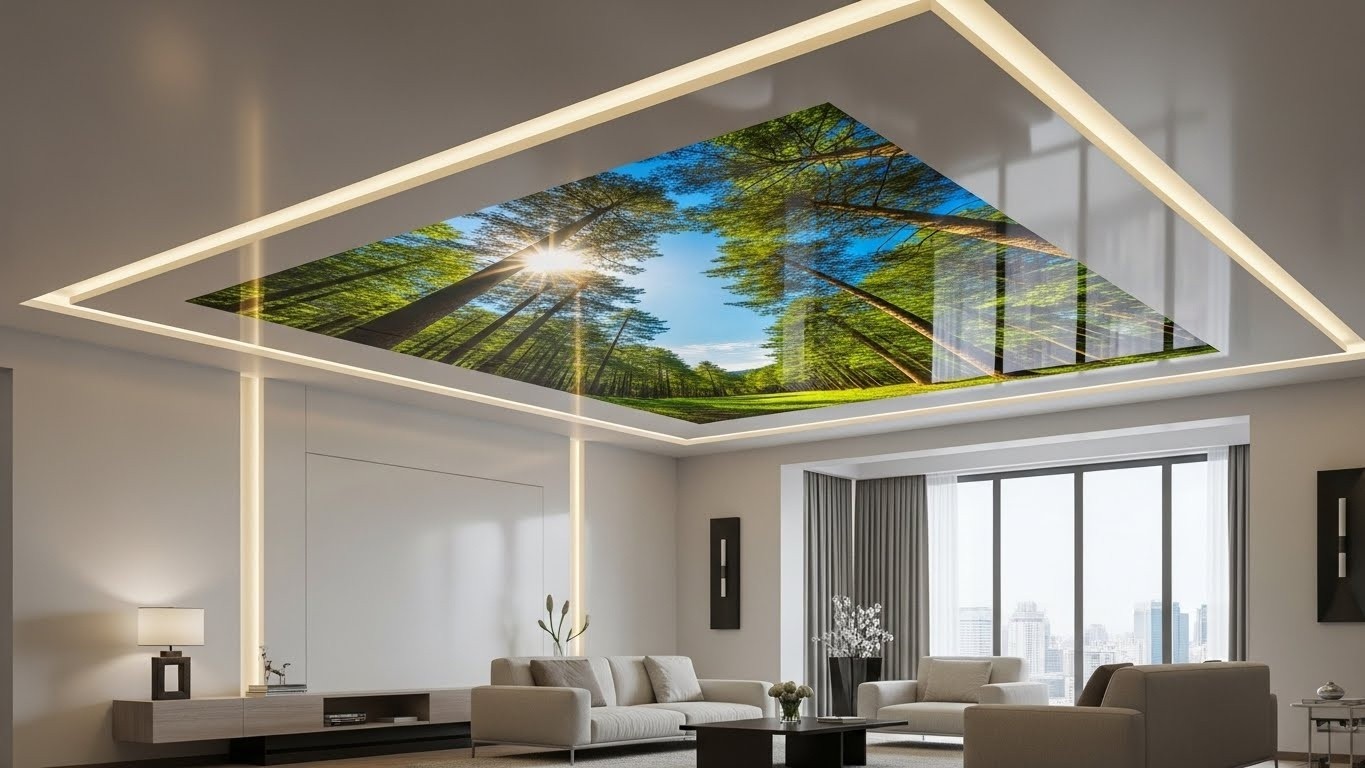 Натяжные потолки с фотопечатью одноуровневые