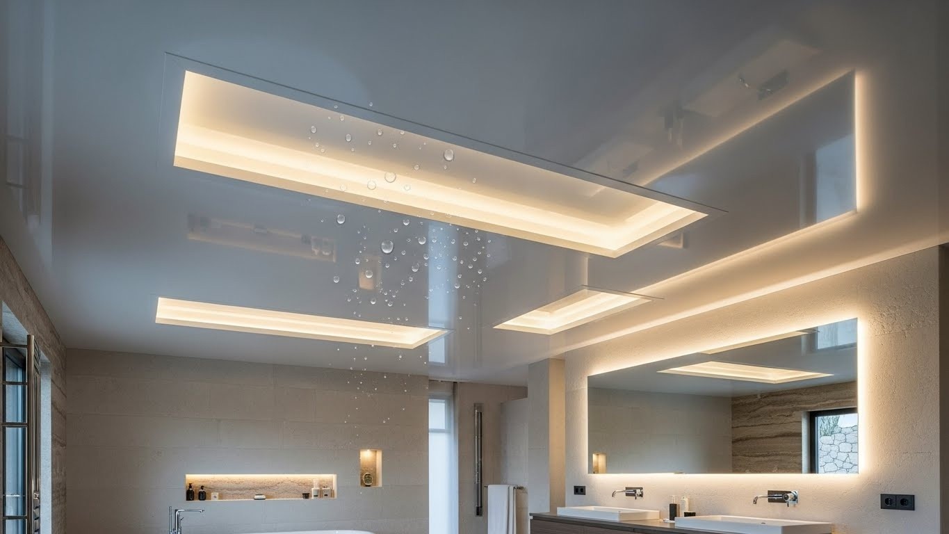 Натяжные потолки с нишами под освещение влагостойкие