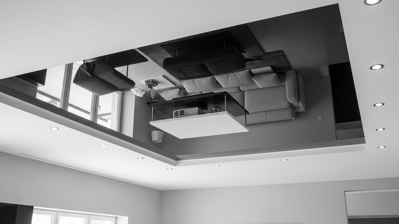 Натяжные потолки с зеркальной поверхностью