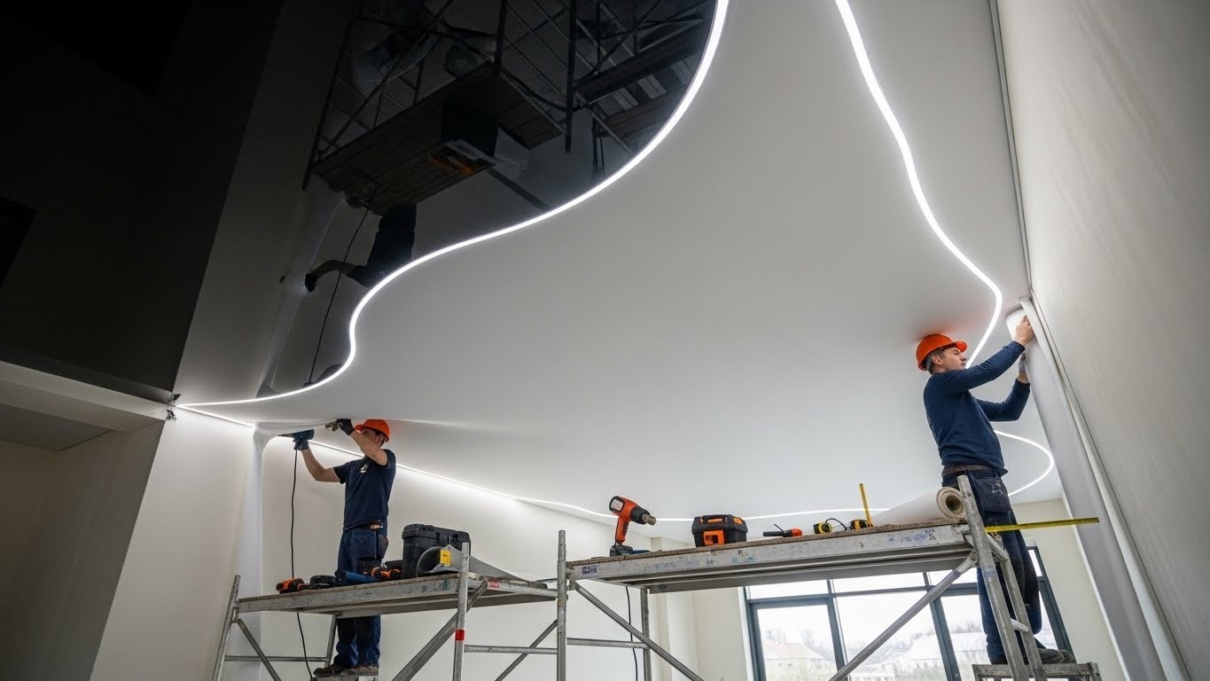 Комбинированный потолок с LED подсветкой