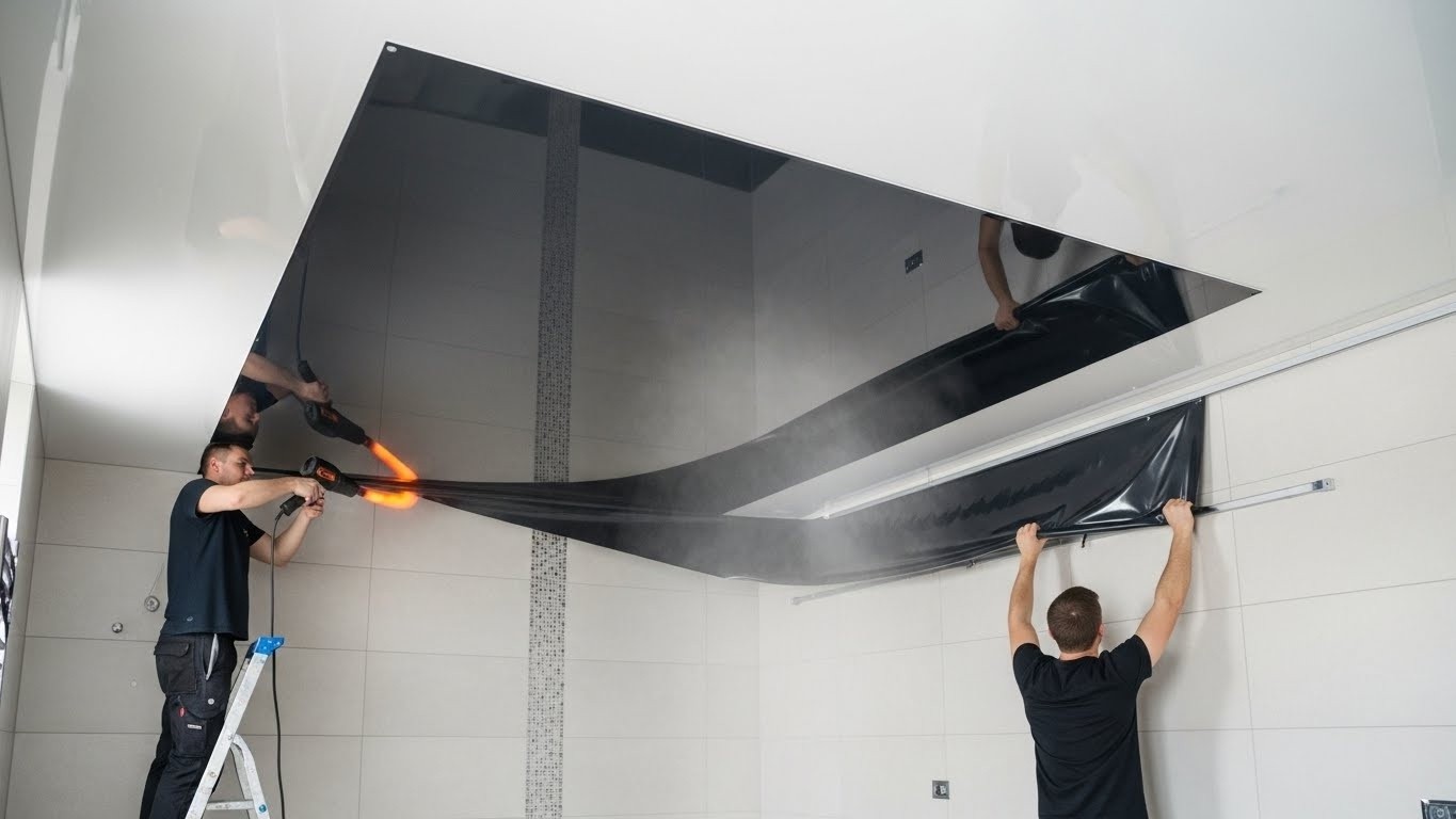 Монтаж натяжных потолков с комбинированными покрытиями для помещений с повышенной влажностью