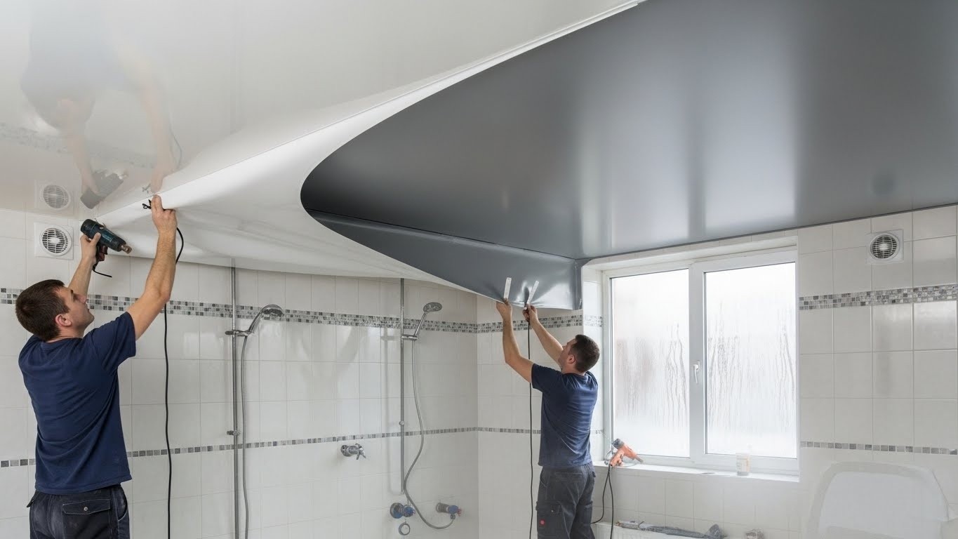 Комбинированный натяжной потолок для влажных помещений