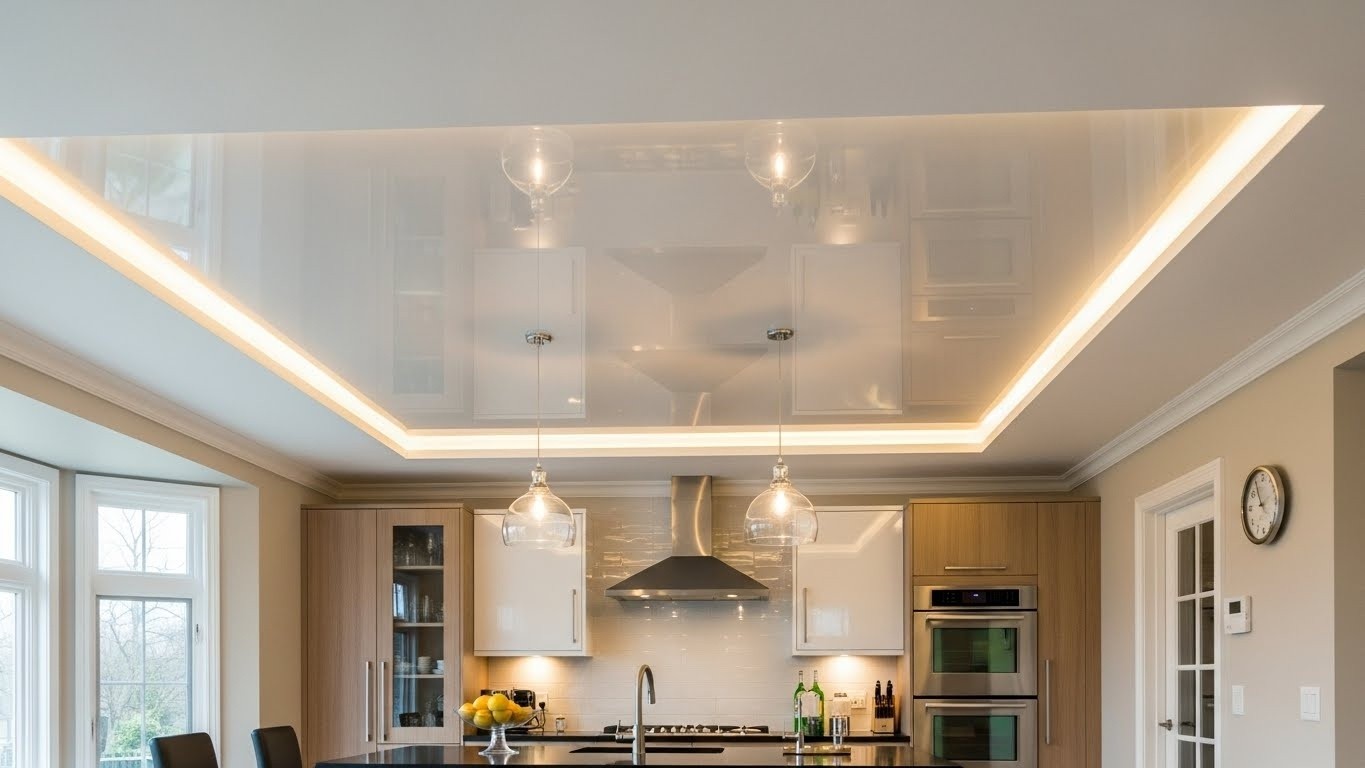 Особенности натяжных потолков в кухне