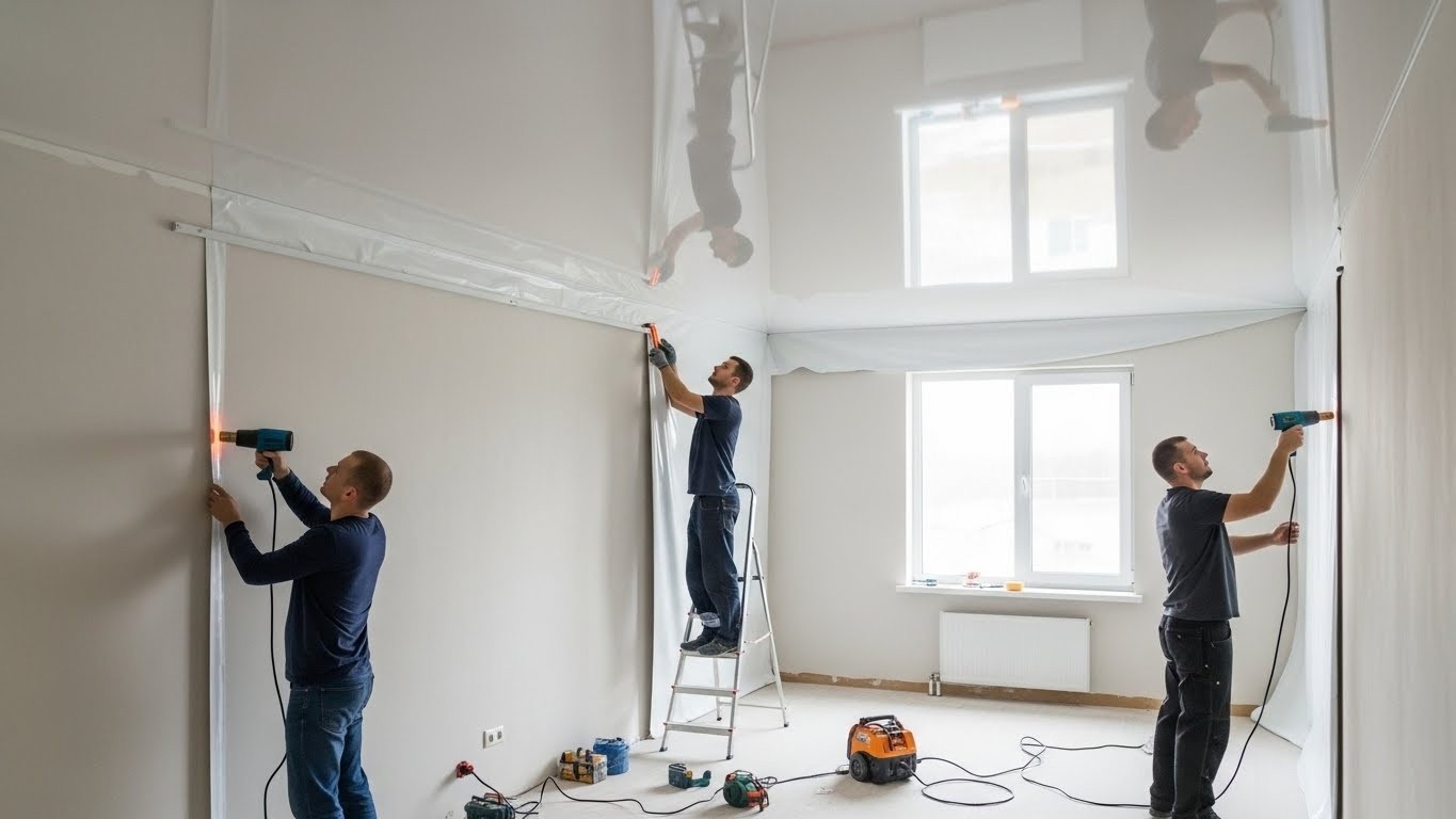 Монтаж натяжных потолков эконом класса