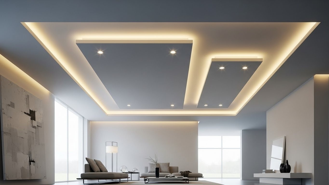 Монтаж натяжных потолков с встроенными светильниками для современных интерьеров