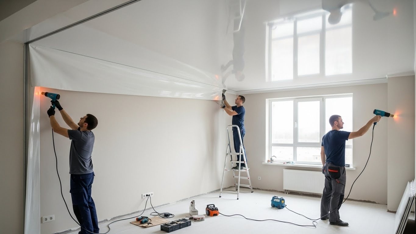 Монтаж натяжного потолка эконом класса