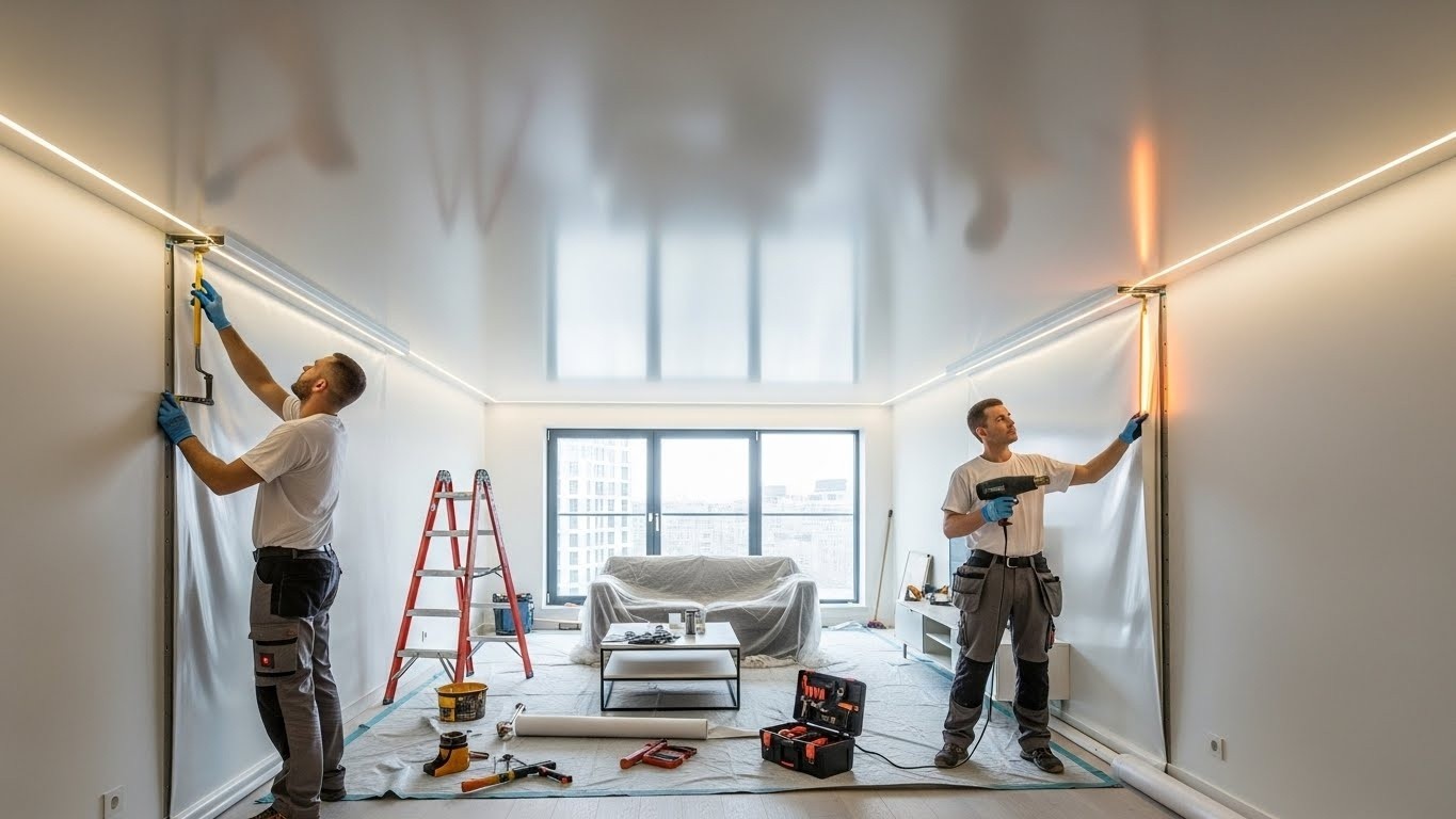 Монтаж натяжных потолков для многоквартирных домов