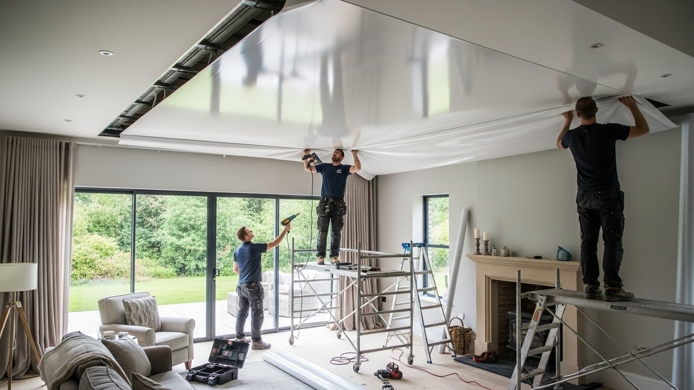 Монтаж натяжных потолков для коттеджей и частных домов