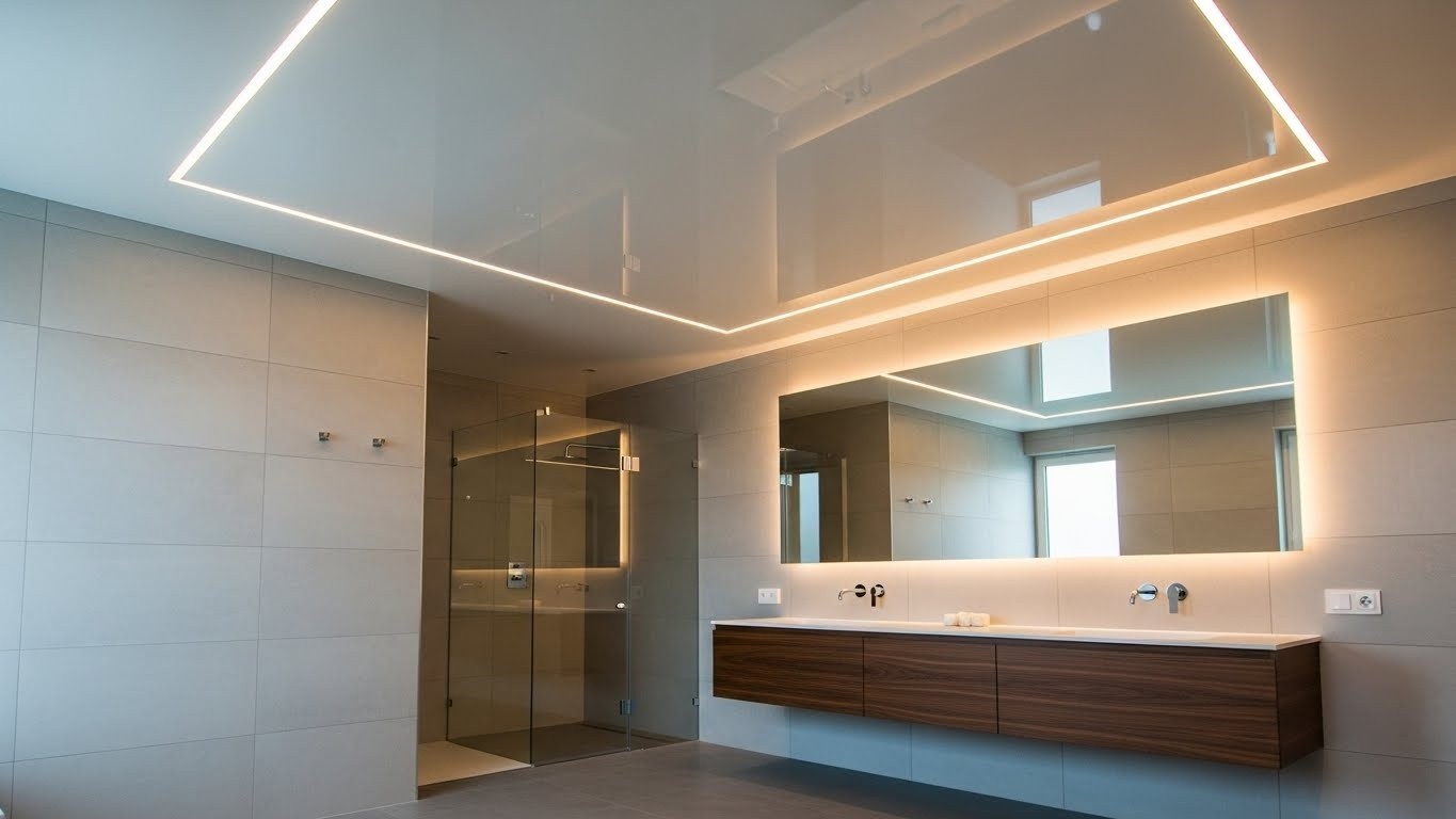 Влагостойкие натяжные потолки для ванной Влагостойкие натяжные потолки