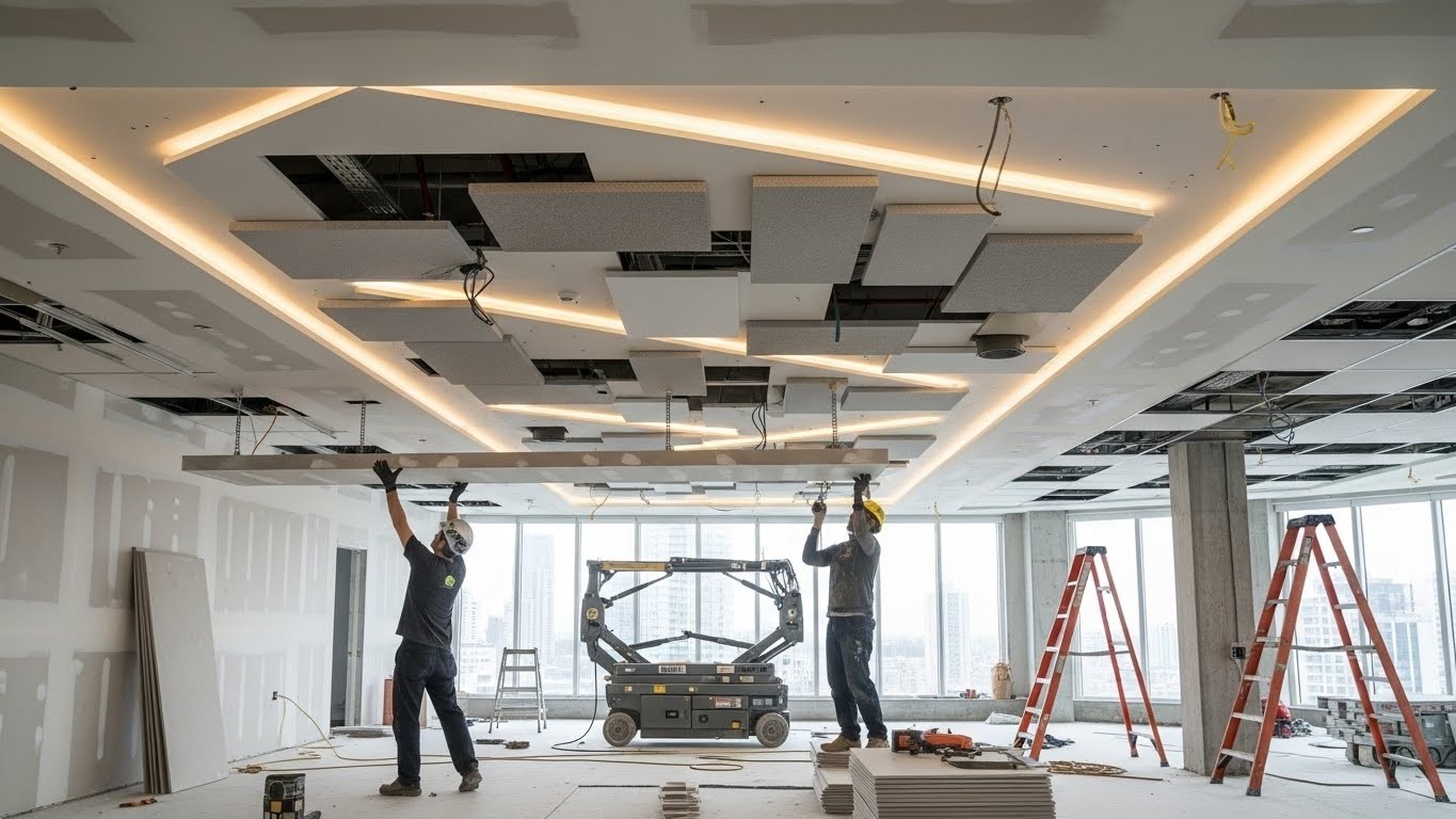 Монтаж натяжных потолков для жилых комплексов с дизайнерскими решениями