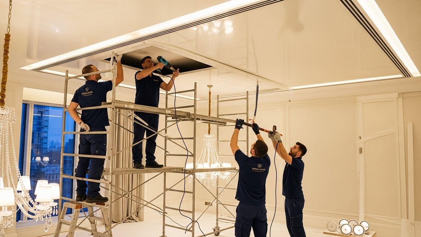 Натяжной потолок премиум класса в гостиничном номере