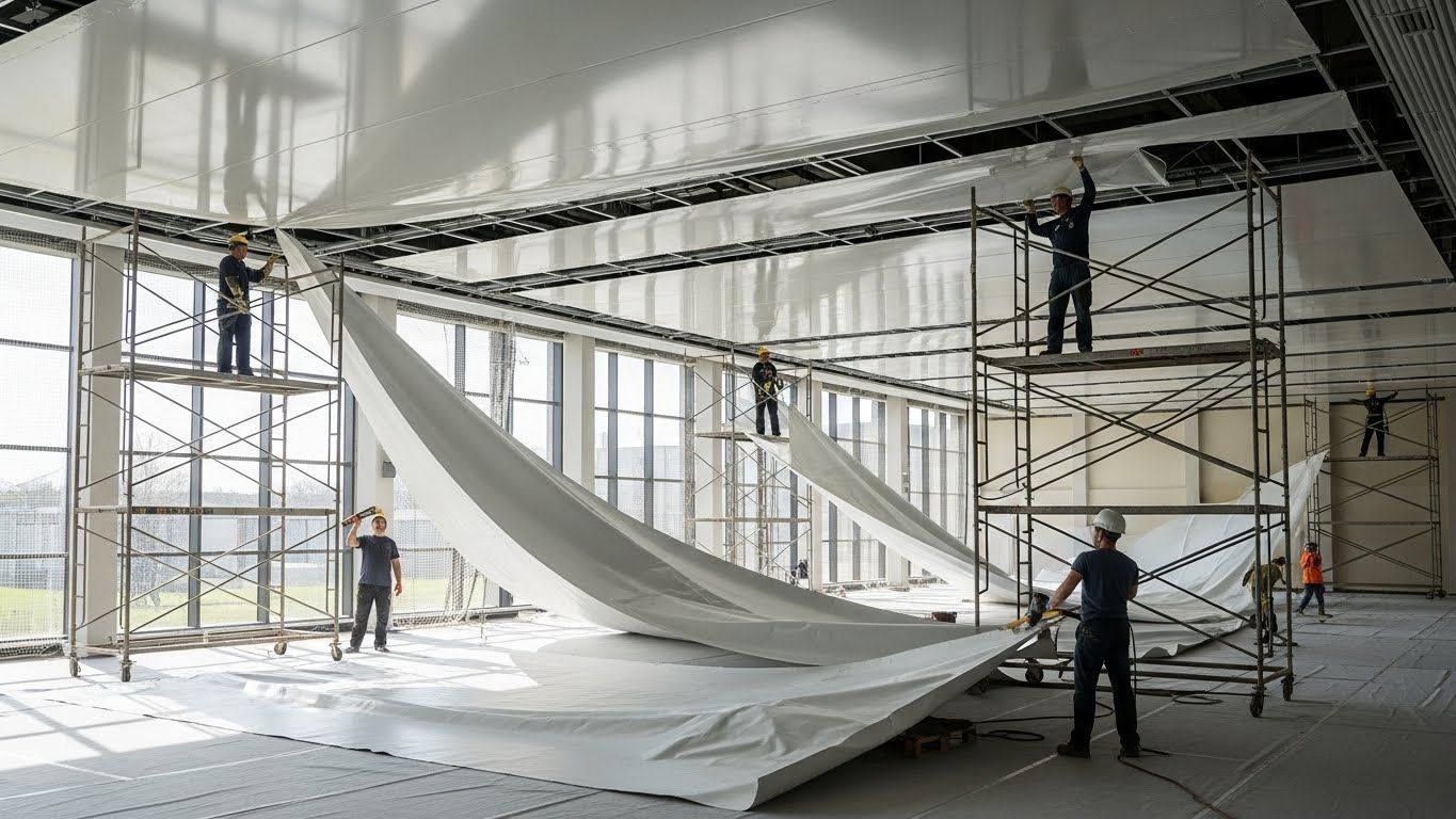 Монтаж натяжных потолков для спортивных залов