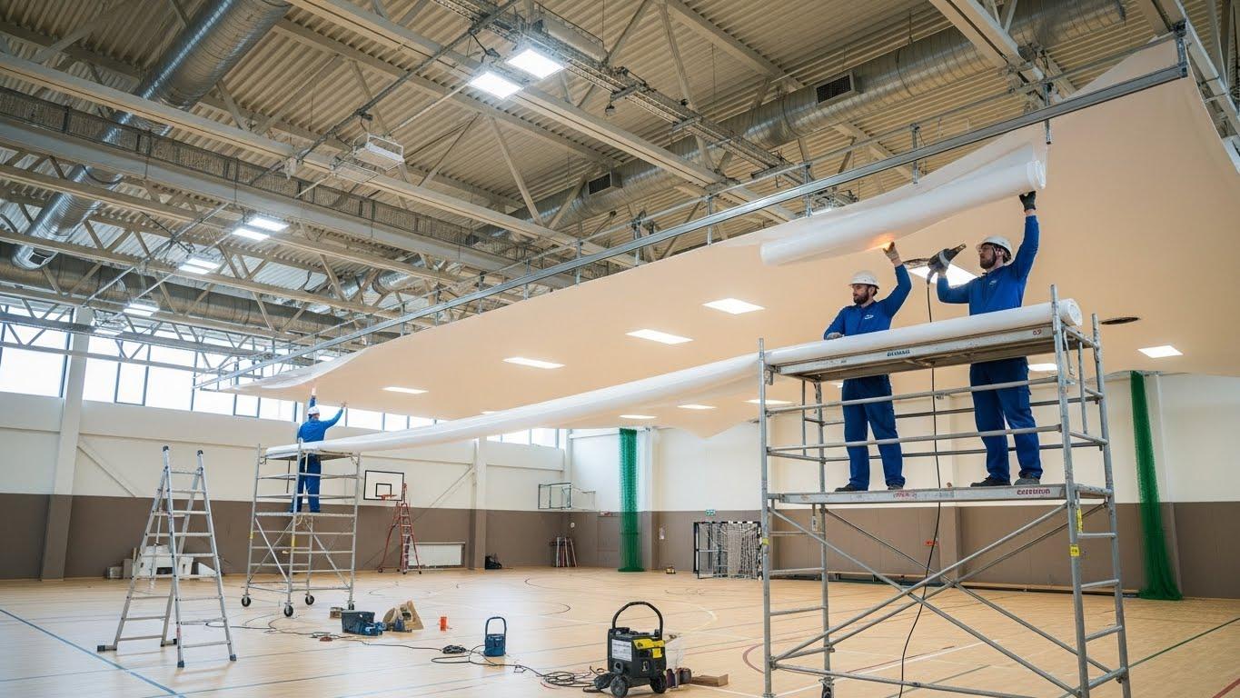 Натяжной потолок в спортивном зале
