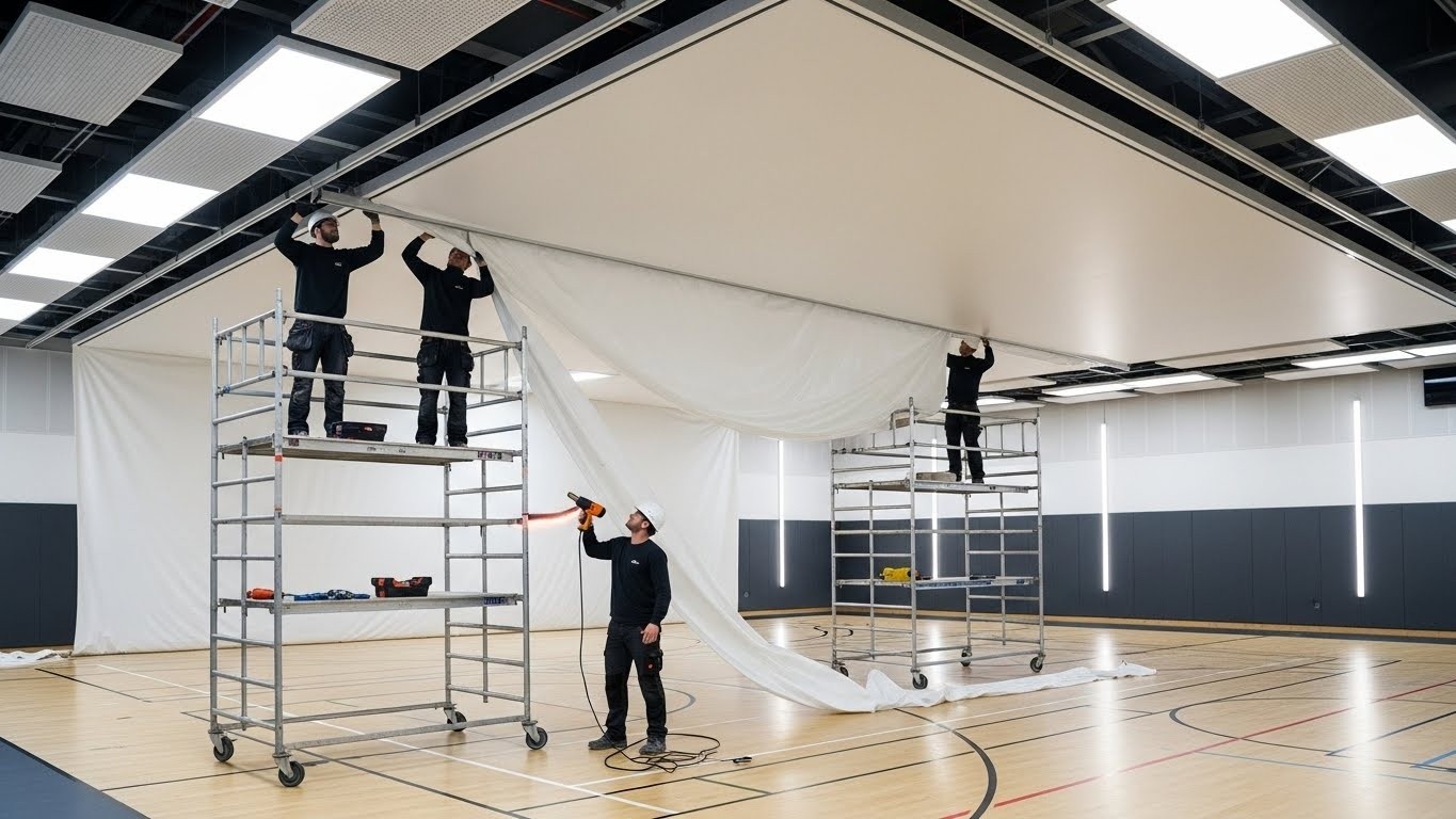 Монтаж натяжных потолков для спортивных клубов