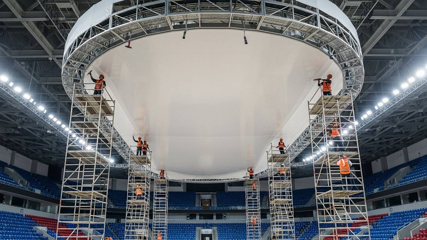 Натяжной потолок в спортивной арене