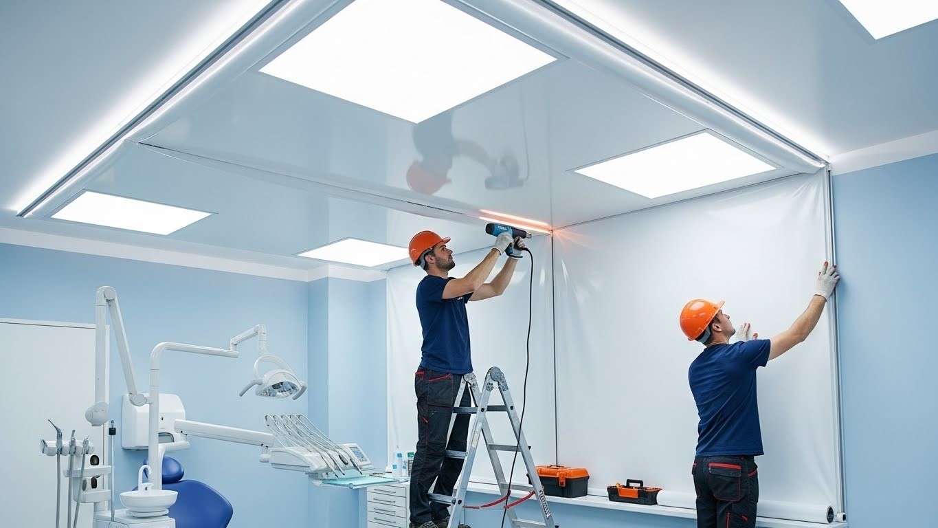 Монтаж натяжных потолков для стоматологических клиник
