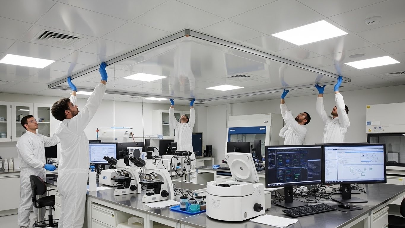 Монтаж натяжных потолков для лабораторий и исследовательских центров