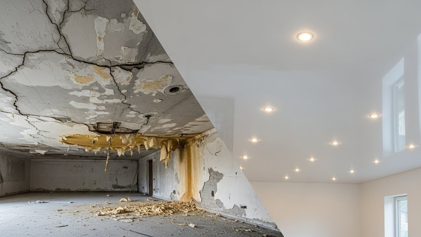 Пример натяжного потолка с подсветкой