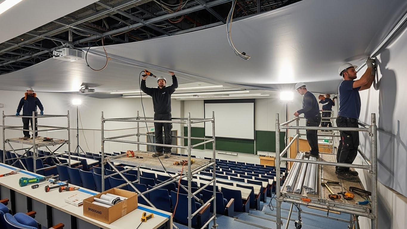 Натяжной потолок в лекционной аудитории