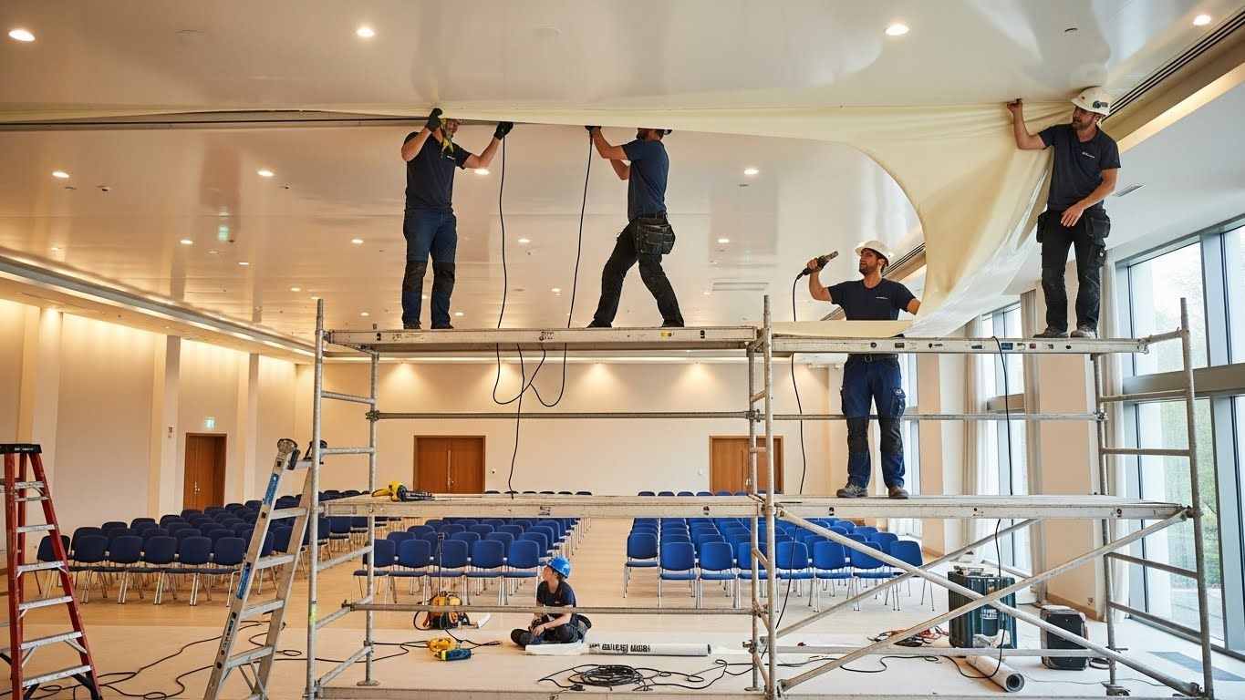 Натяжной потолок в актовом зале