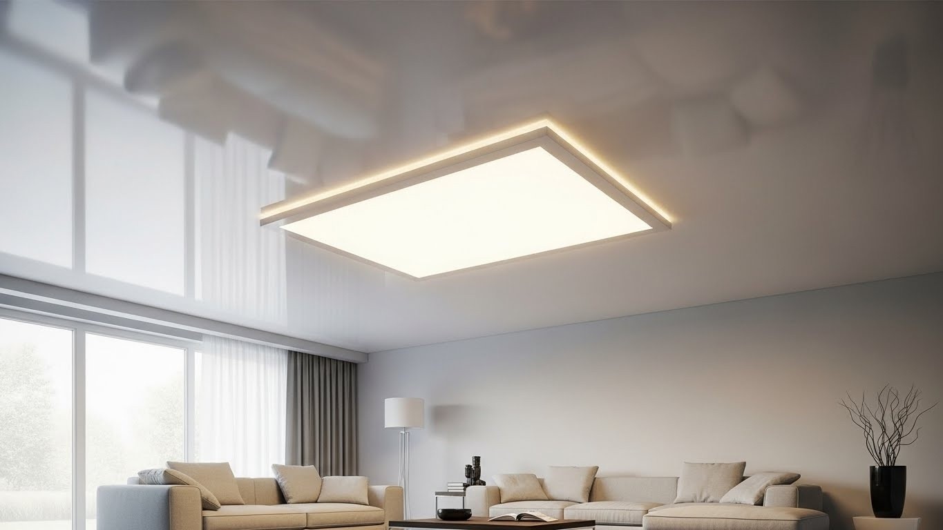 Современный натяжной потолок с коробом Натяжной потолок с декоративным коробом