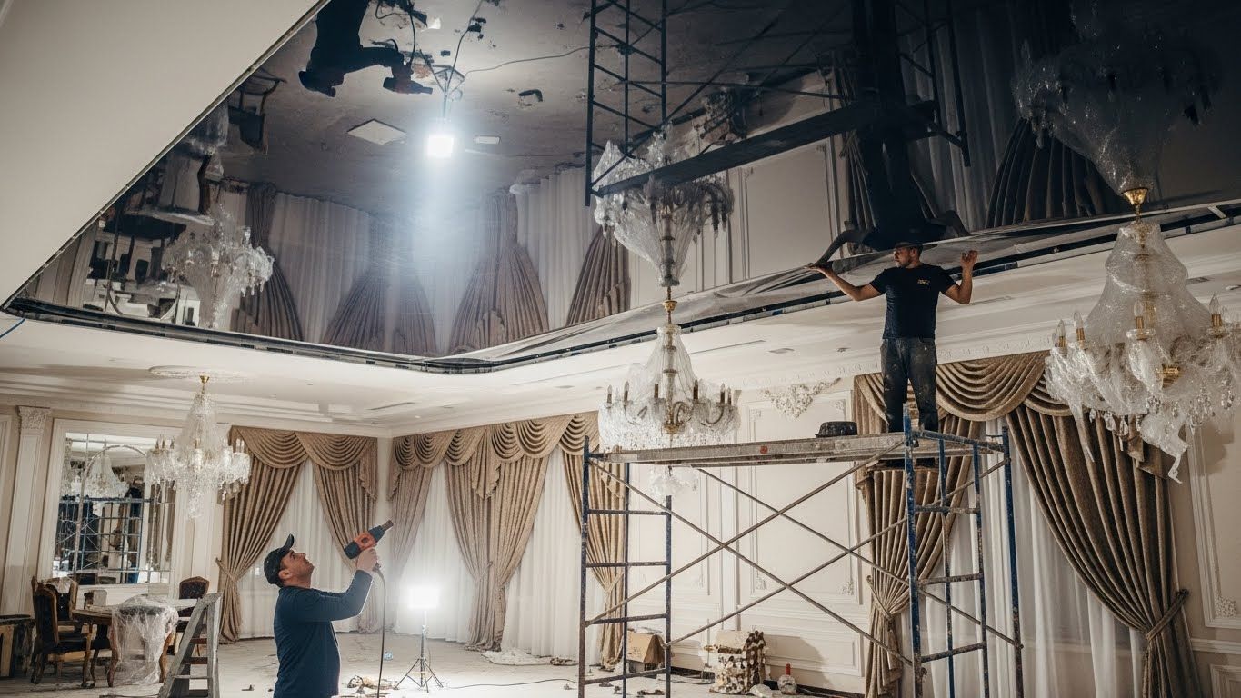 Монтаж натяжных потолков для VIP-залов ресторанов