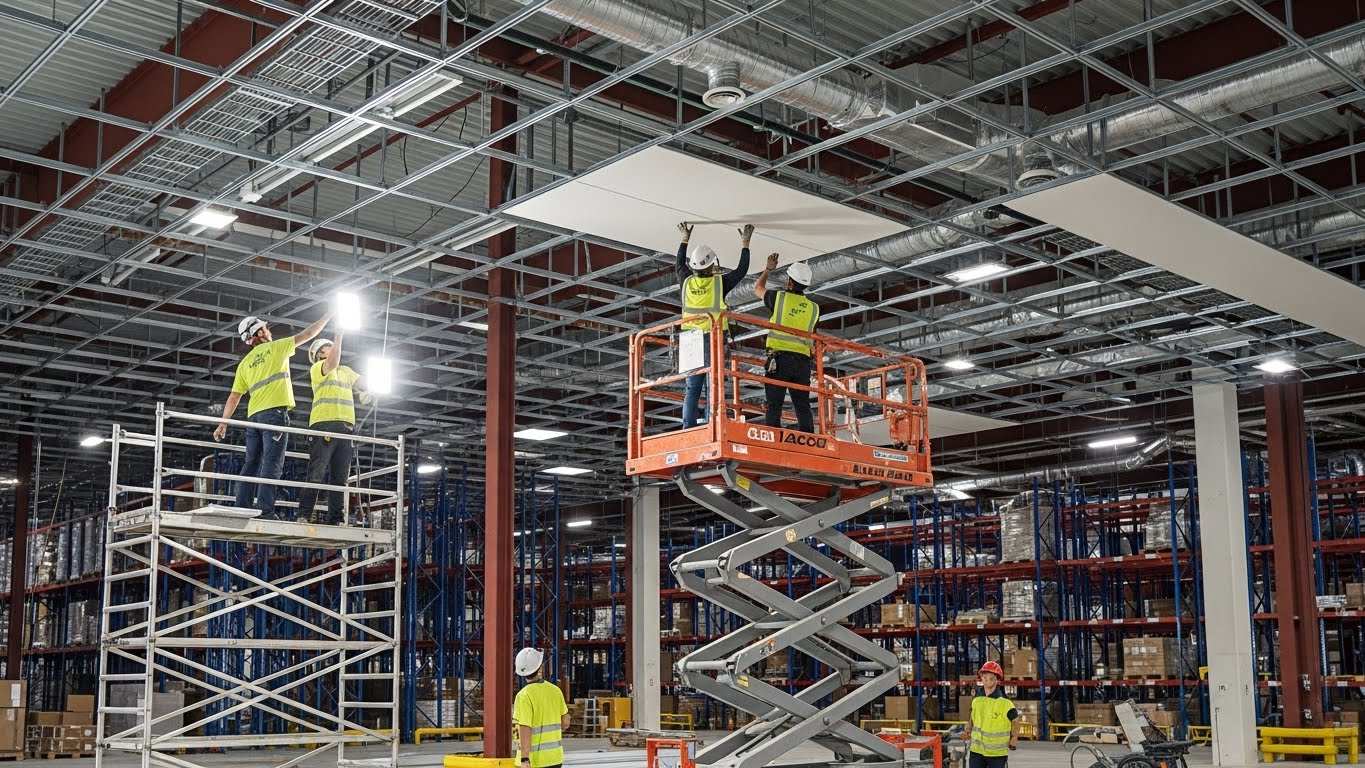 Монтаж натяжных потолков для логистических центров