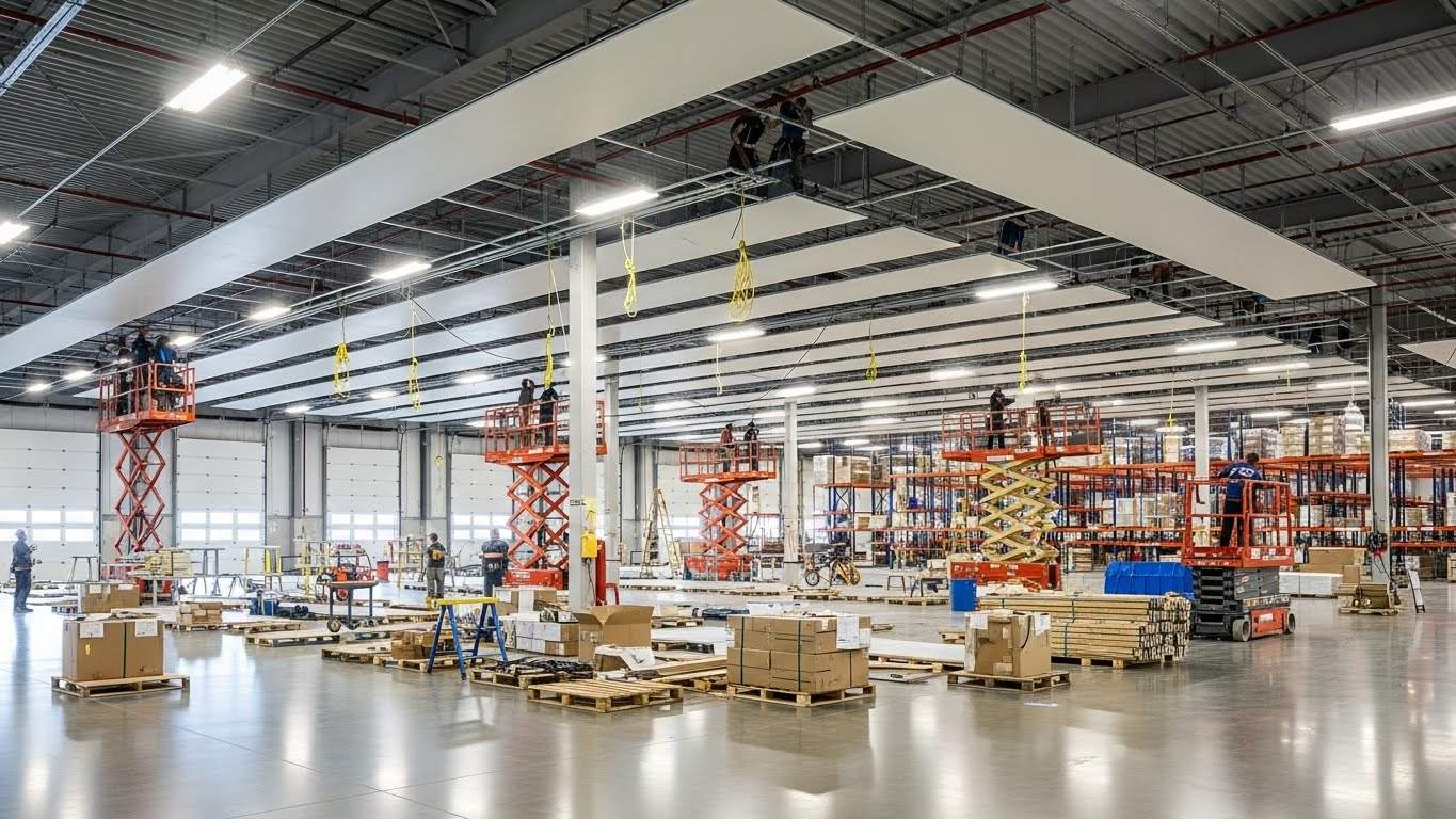 Натяжной потолок в логистическом центре