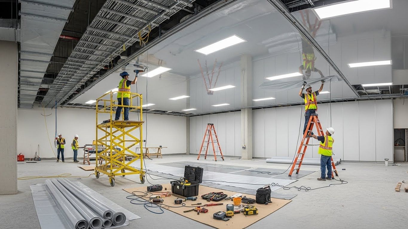 Натяжной потолок в инженерной зоне