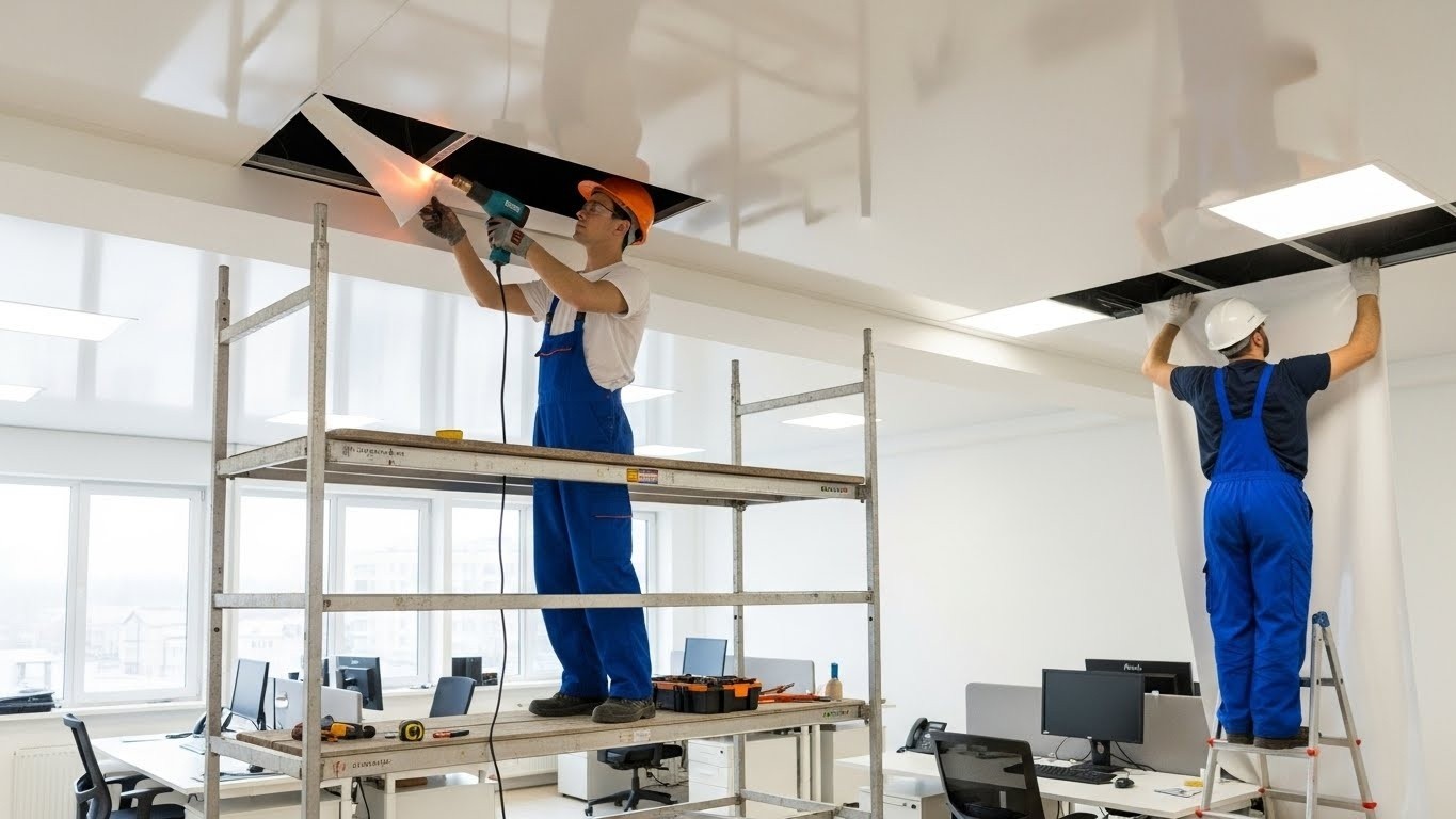 Натяжной потолок в офисе предприятия