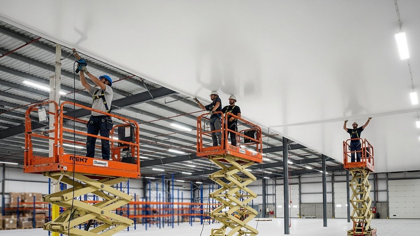 Натяжной потолок в торговом складе