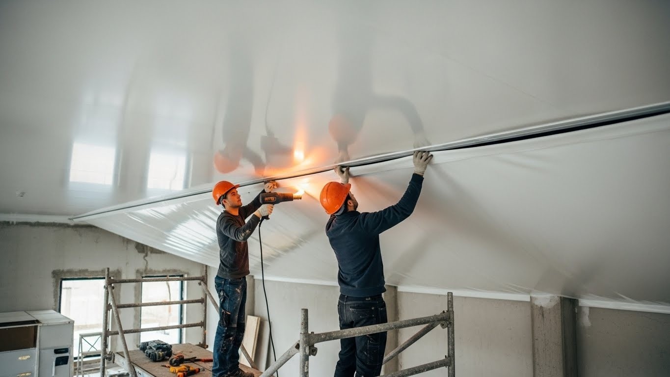 Монтаж натяжного потолка с высокой прочностью Прочный натяжной потолок