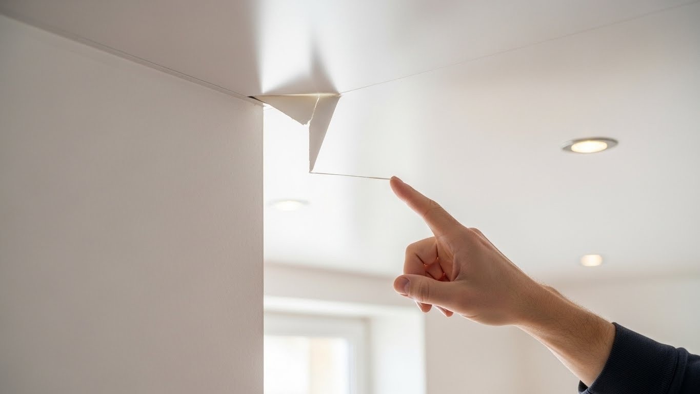 Что делать, если натяжной потолок порвался Порванный натяжной потолок