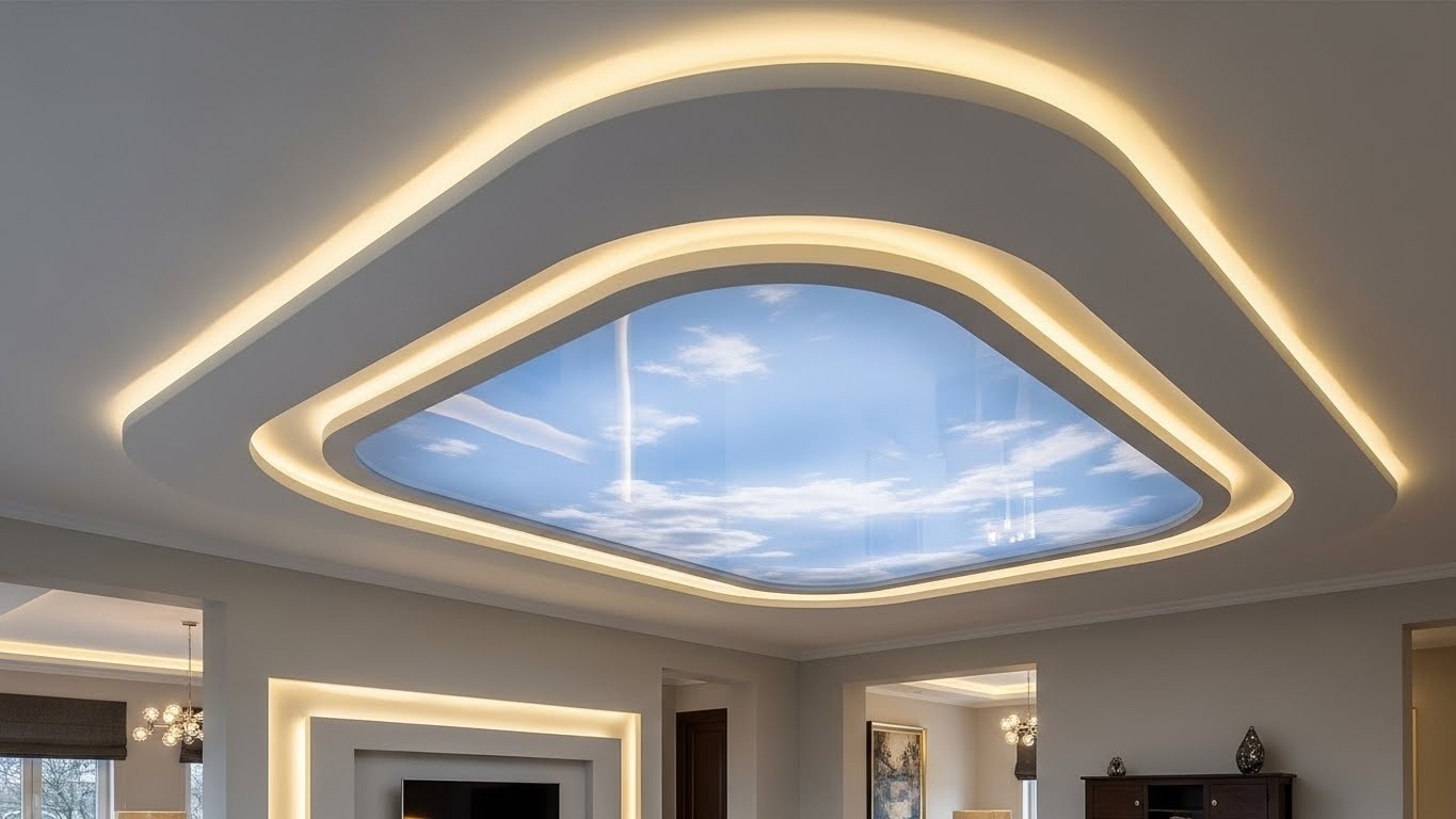 Натяжные потолки средней сложности