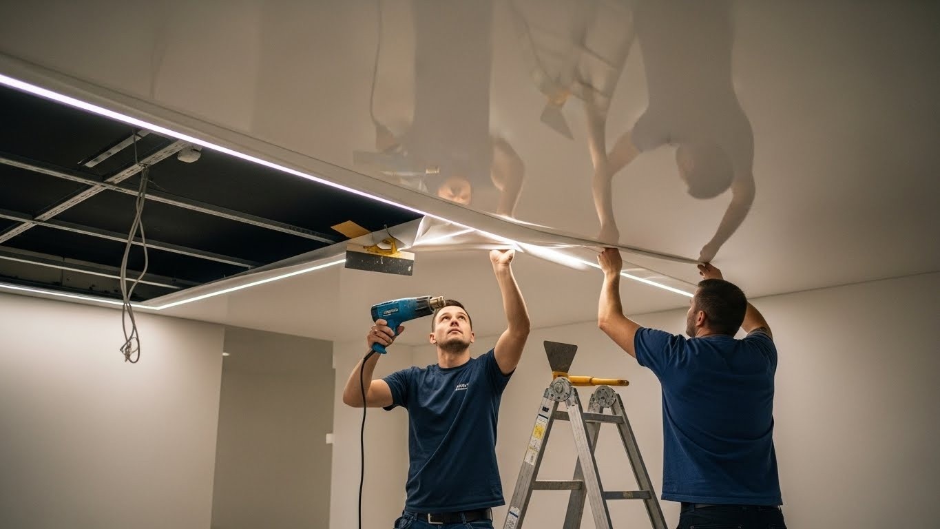 Монтаж натяжных потолков с встроенной подсветкой