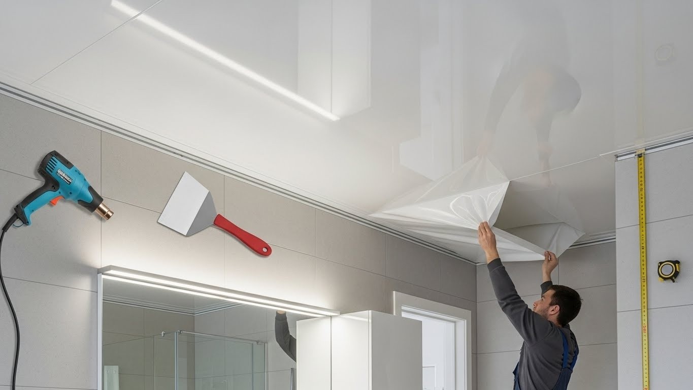 Особенности монтажа натяжного потолка в ванной