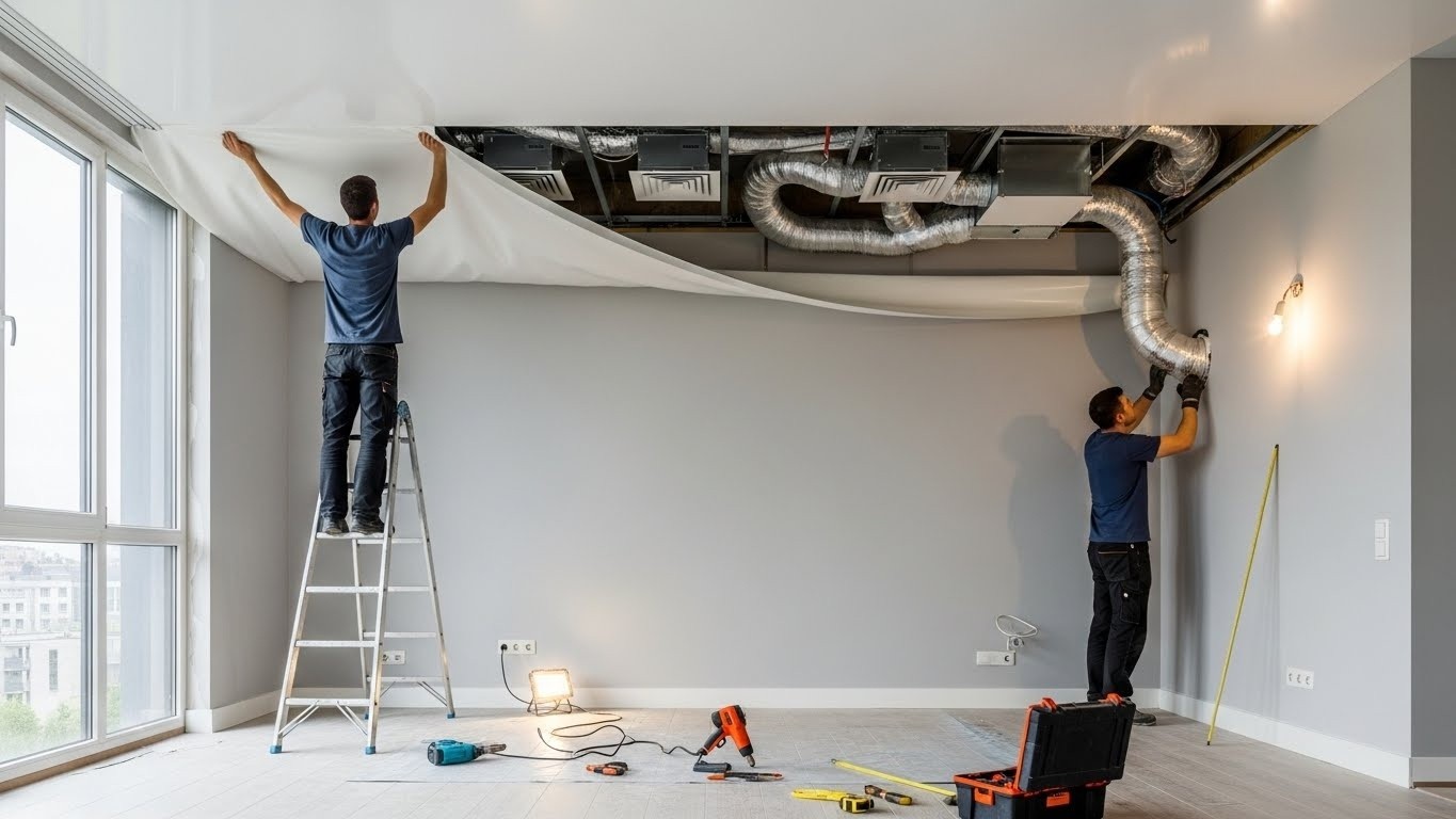 Натяжной потолок с системой вентиляции