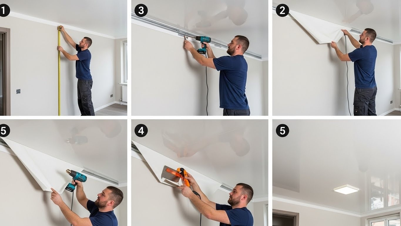 Как правильно установить натяжной потолок