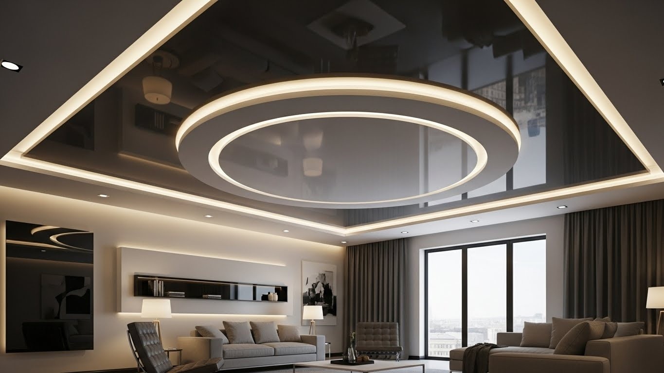 Комбинированный натяжной потолок с подсветкой