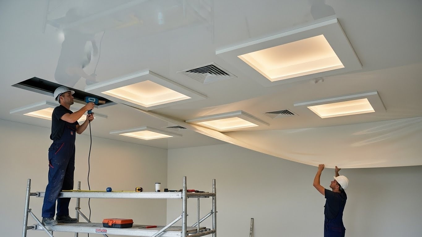 Натяжной потолок с функциональными нишами