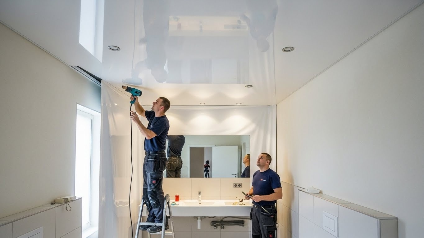 Натяжной потолок в ванной комнате