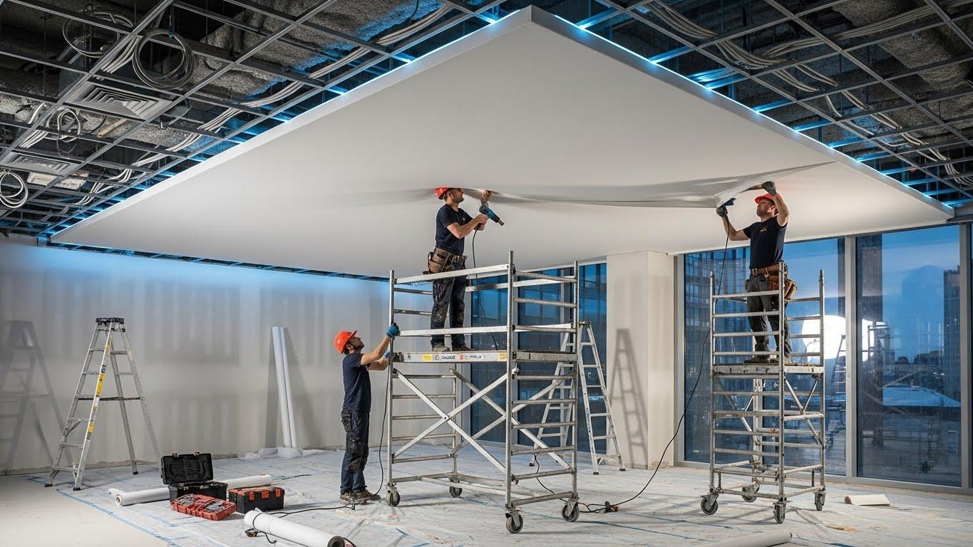 Монтаж натяжных потолков с тканевым покрытием